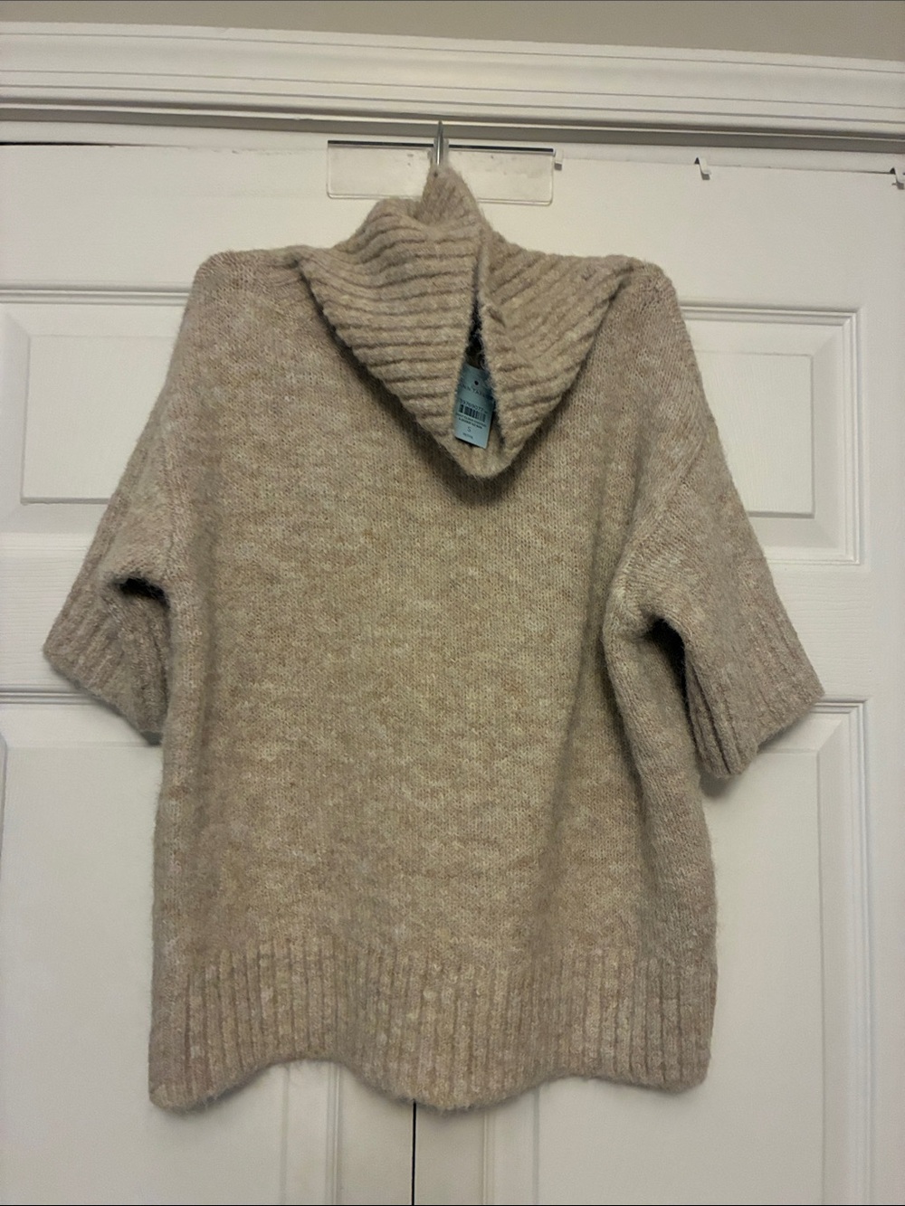 Ann Taylor NWT Neutral Ribbed Mock Neck Sweater Small Petite Oatmeal